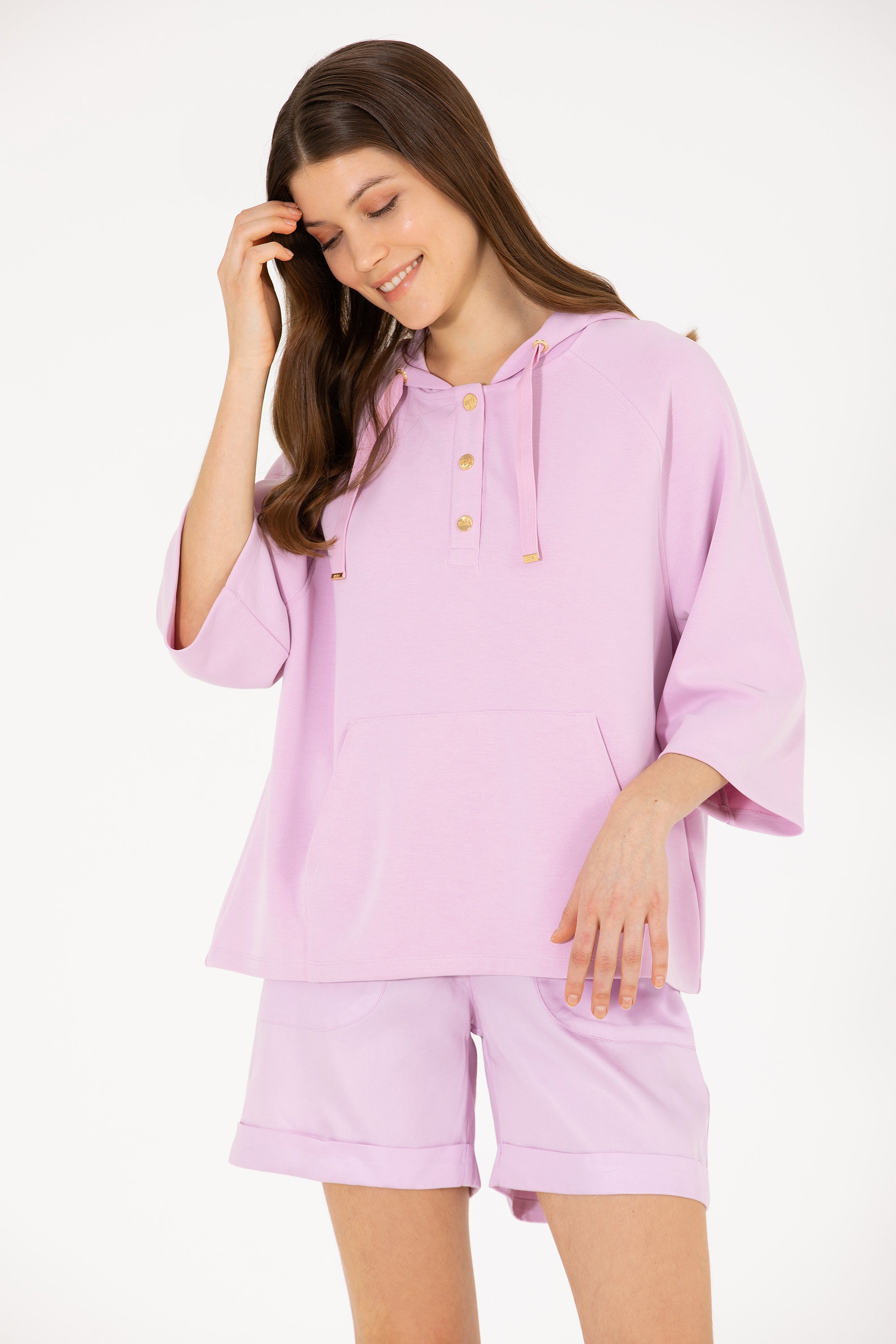 Hoodie i lirshëm me mëngë të gjera