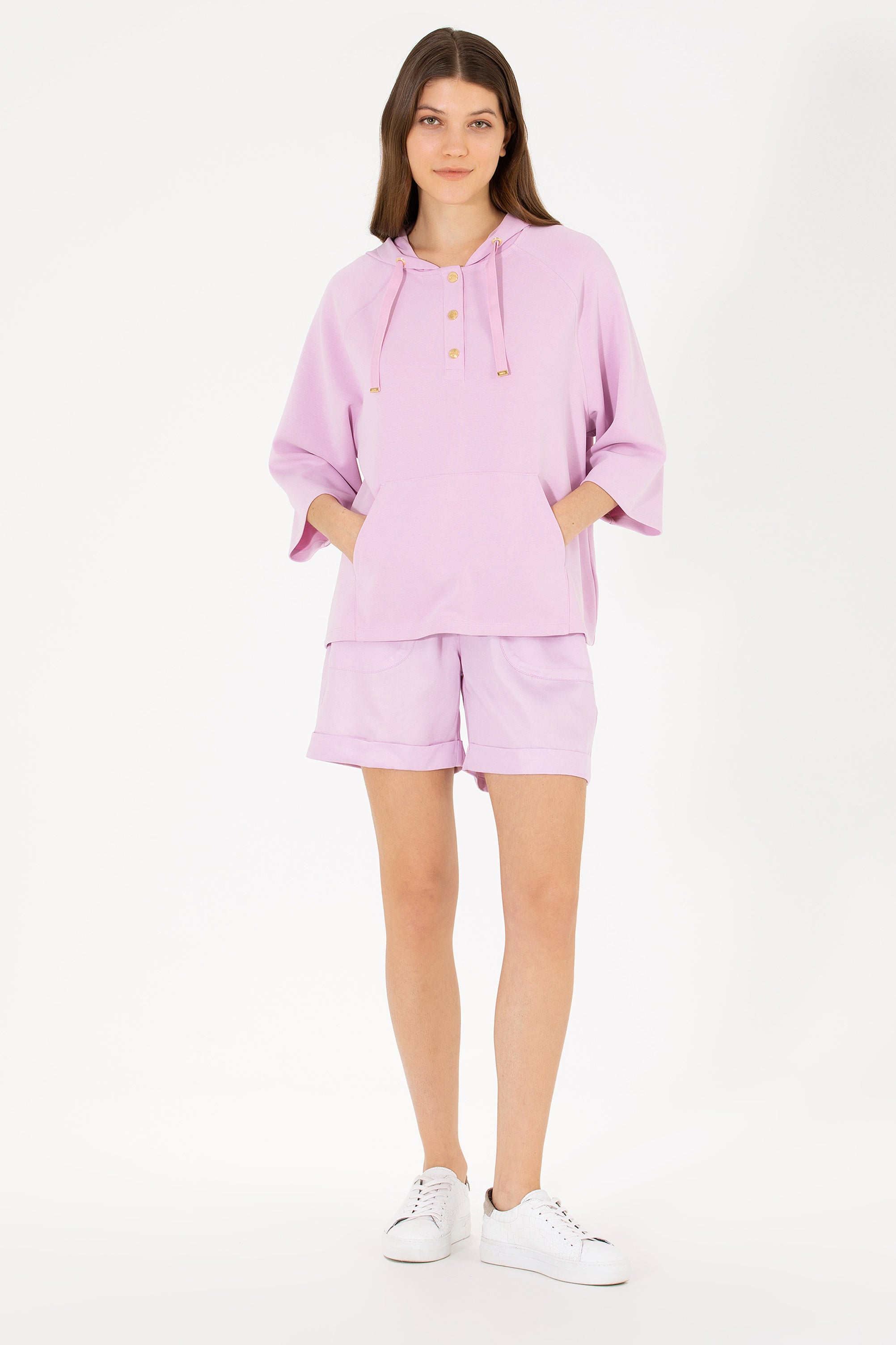 Hoodie i lirshëm me mëngë të gjera