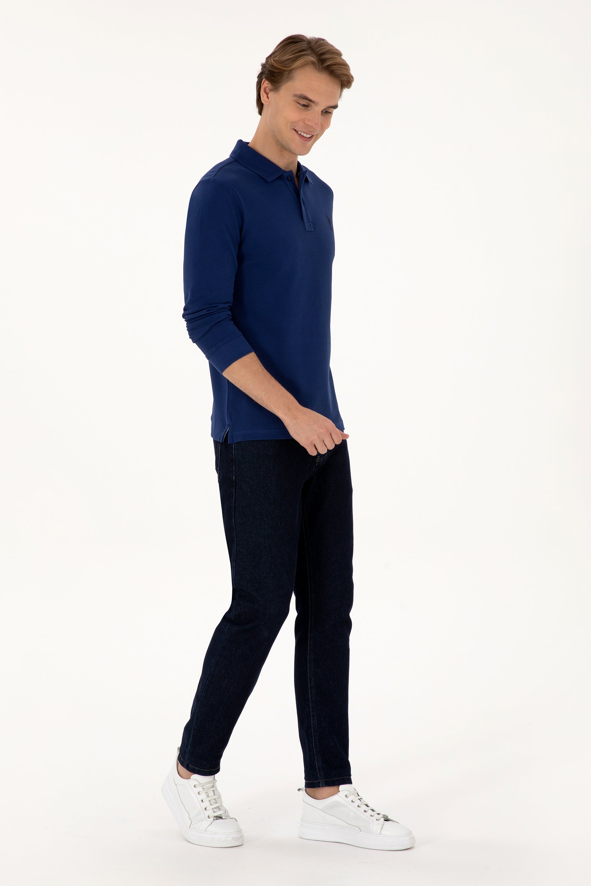 Bluzë polo bazike me mëngë të gjata