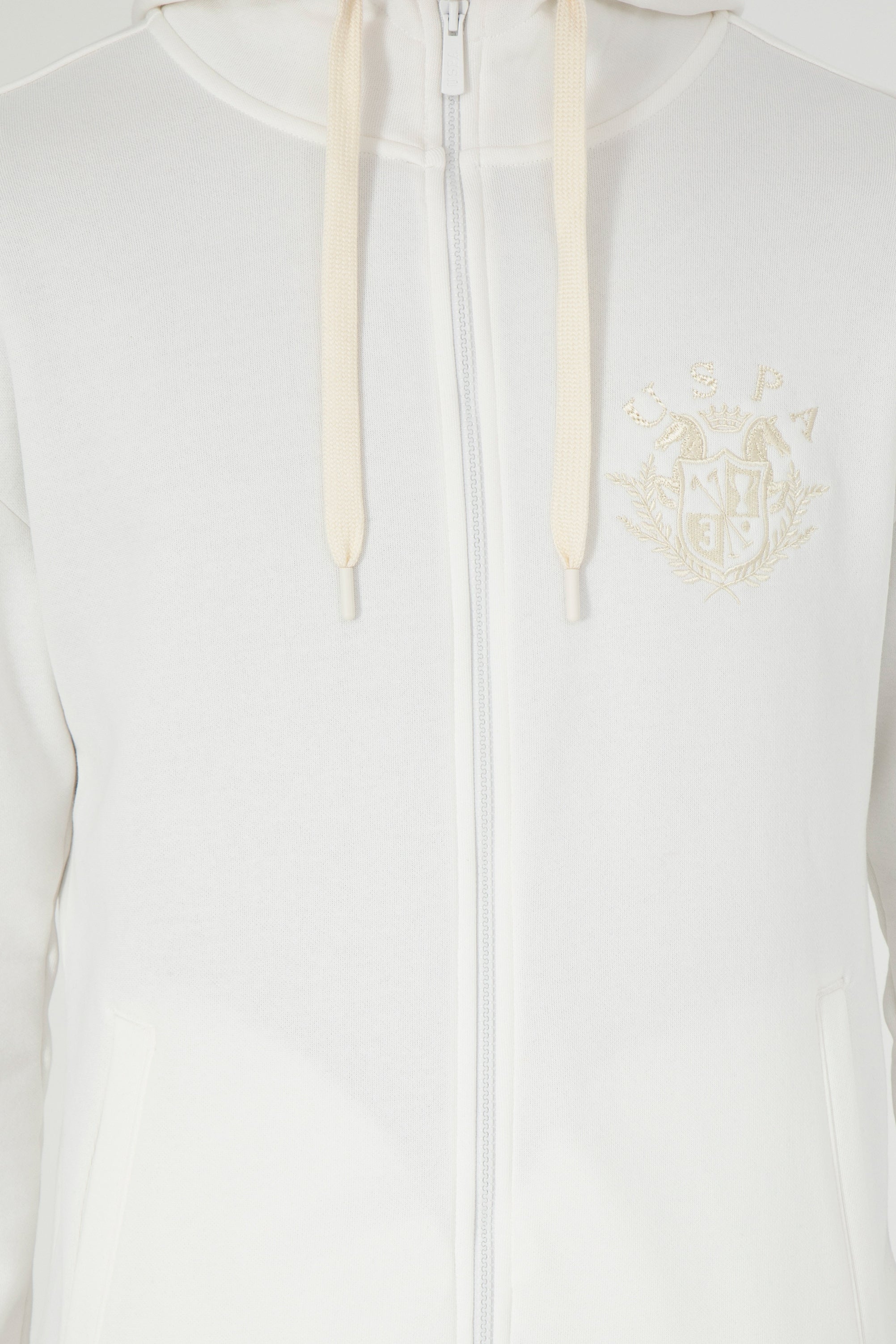 Hoodie me zinxhir dhe logo të qëndisur