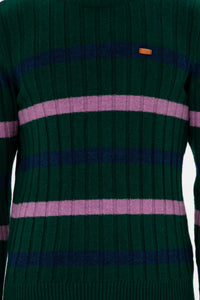 Pulovër me thurje të trashë dhe shirita