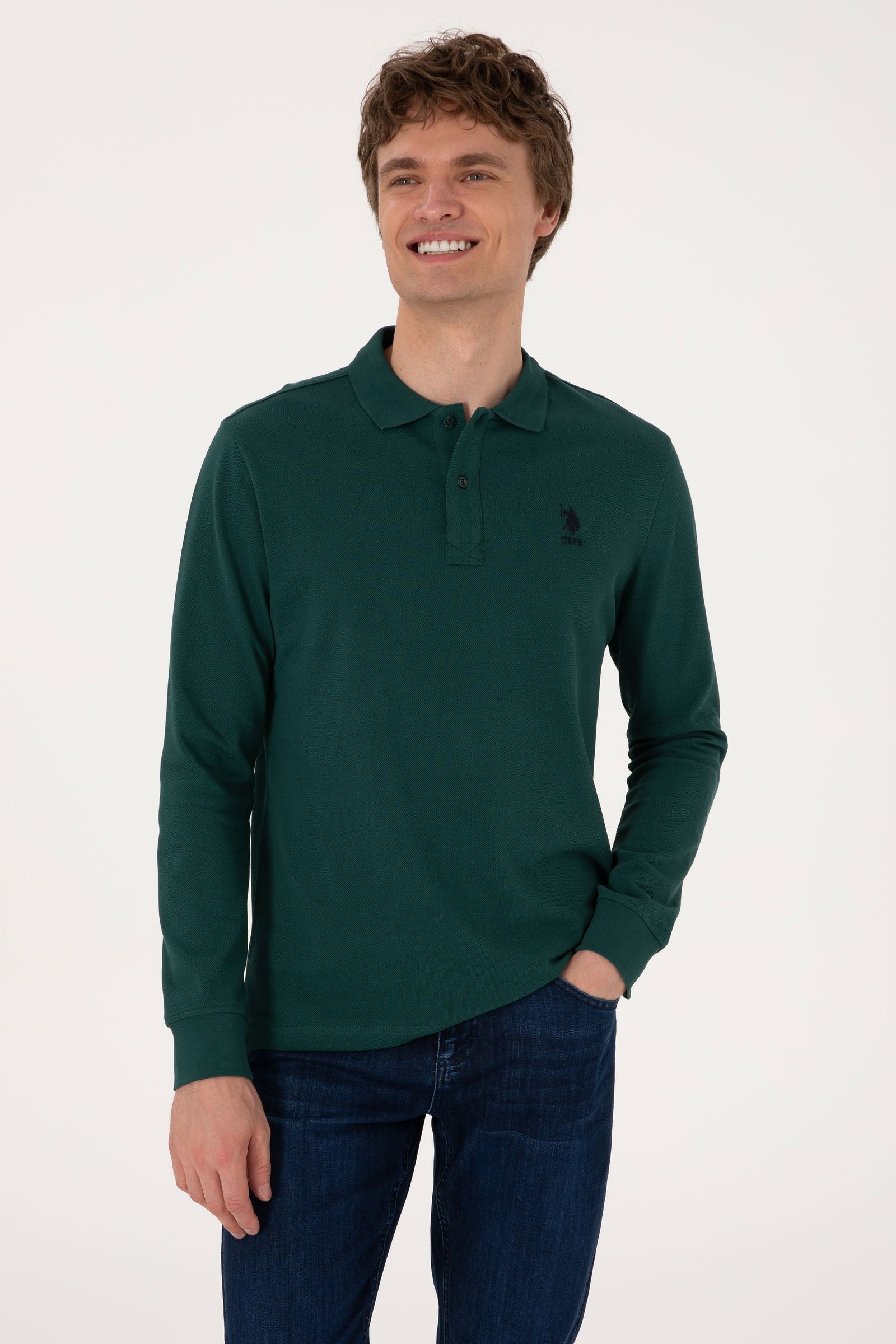 Bluzë polo bazike me mëngë të gjata