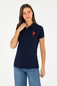 Bluzë polo bazike me logo njëngjyrëshe të madhe