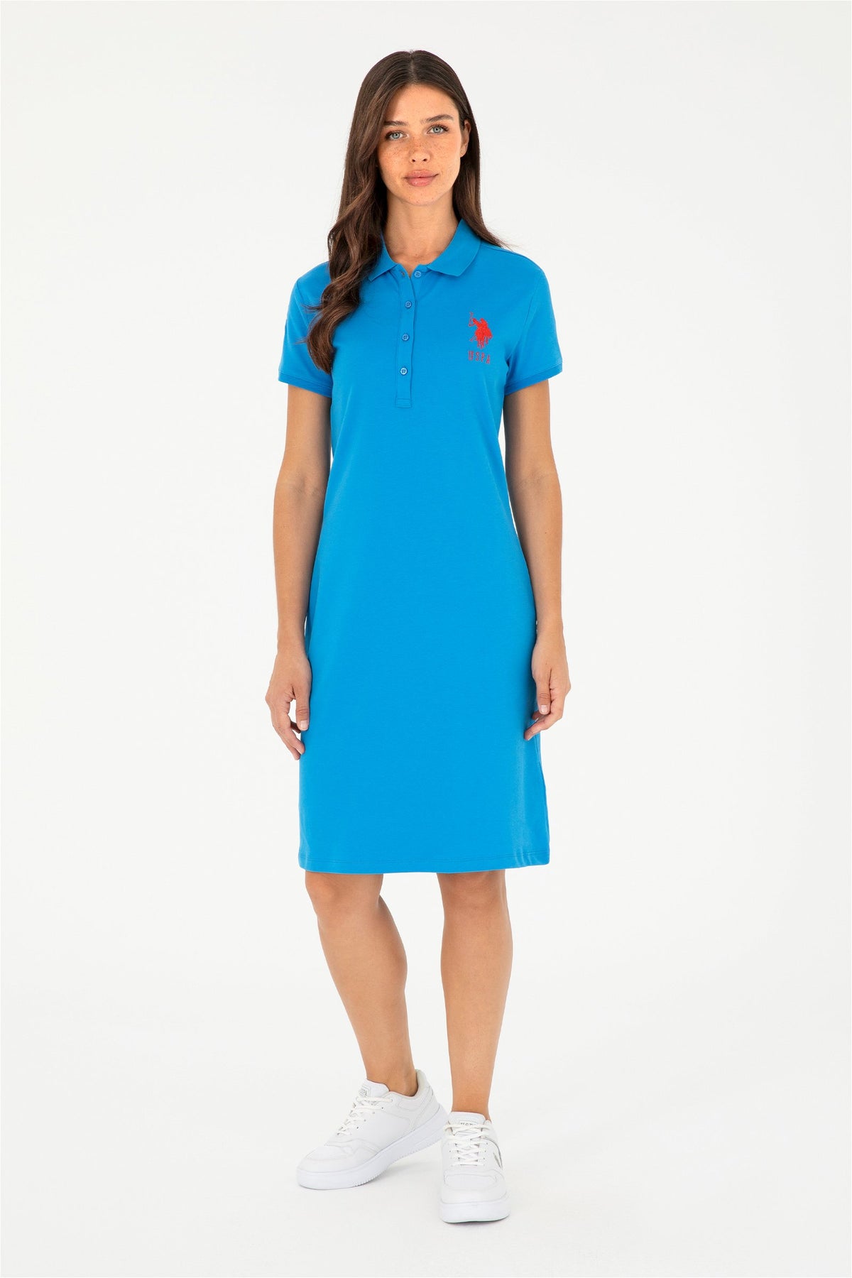 Classic polo dress with number 3 print
