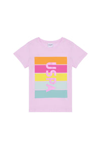 T-shirt me shirita ngjyrash për vajza