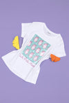 T-shirt USPA me grafik me lule dhe shkëlqim për vajza
