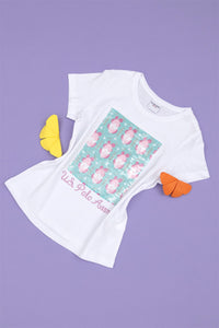 T-shirt USPA me grafik me lule dhe shkëlqim për vajza