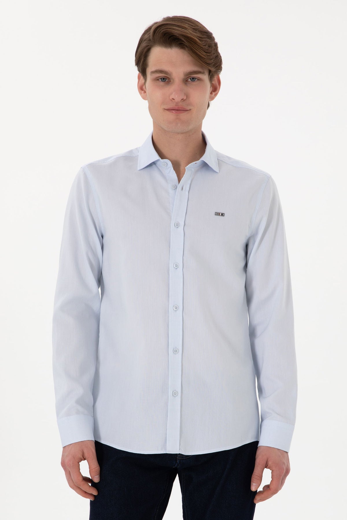 Këmishë klasike me logo metalike minimaliste