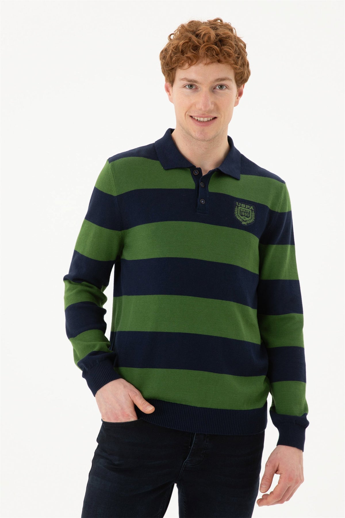 Pulovër polo me vija të gjera