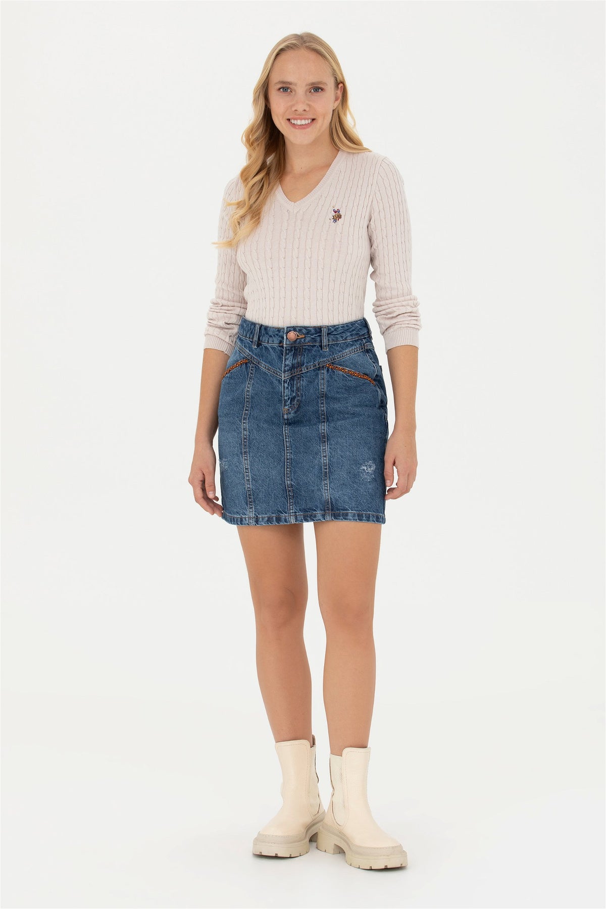 Fund xhins me dekor në xhepa