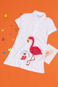 Fustan me jakë dhe dizajn flamingo për vajza