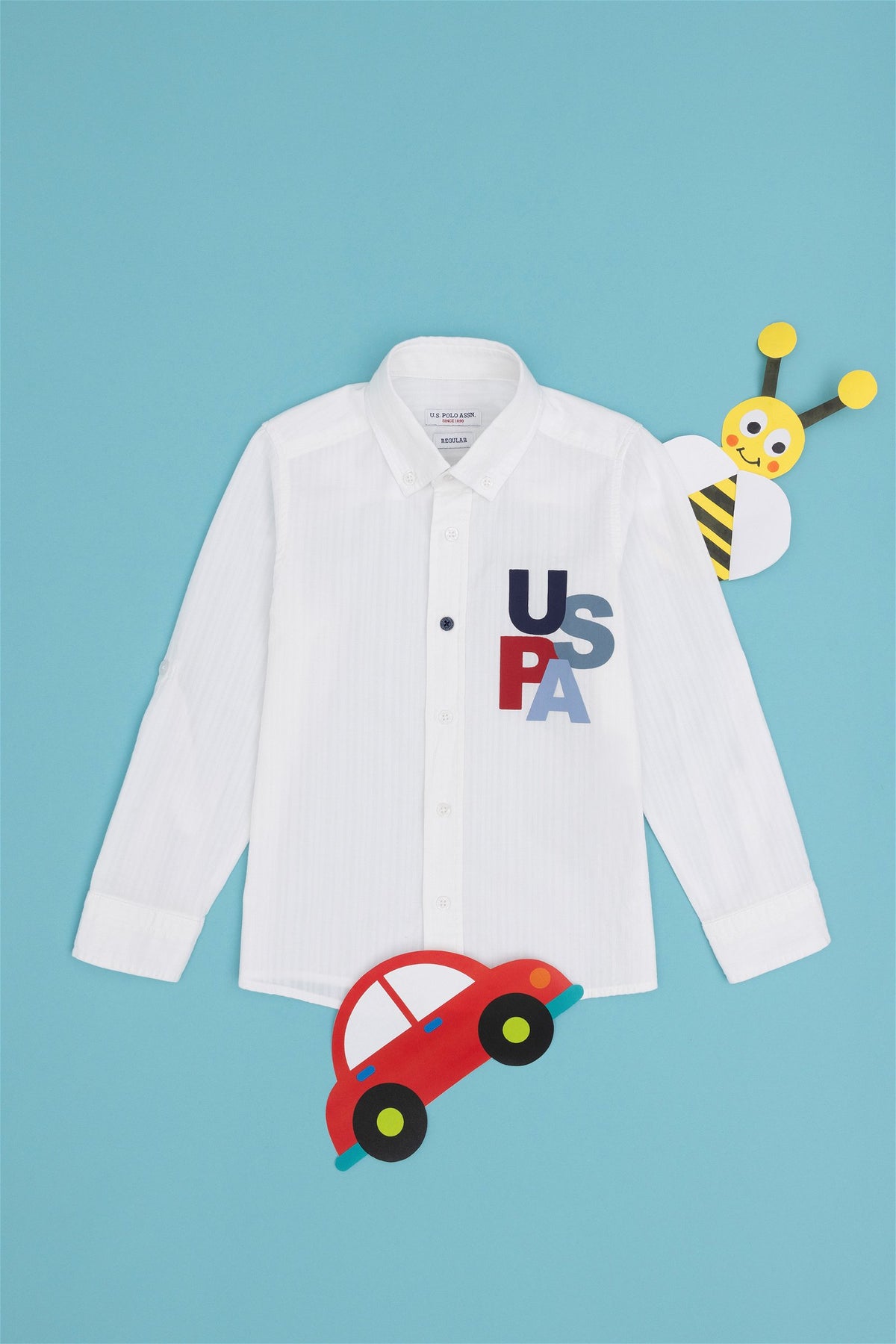 Këmishë me shkronja USPA shumëngjyrëshe për djem