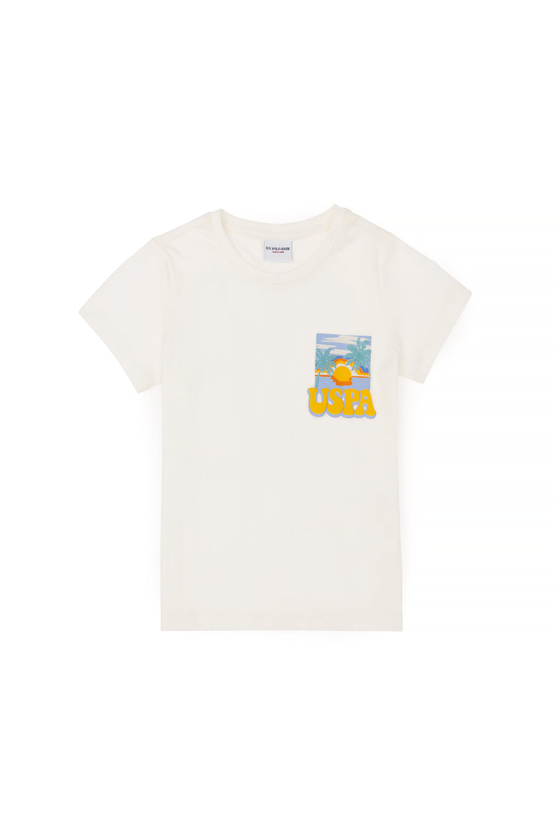 T-shirt USPA me print tropikal për djem