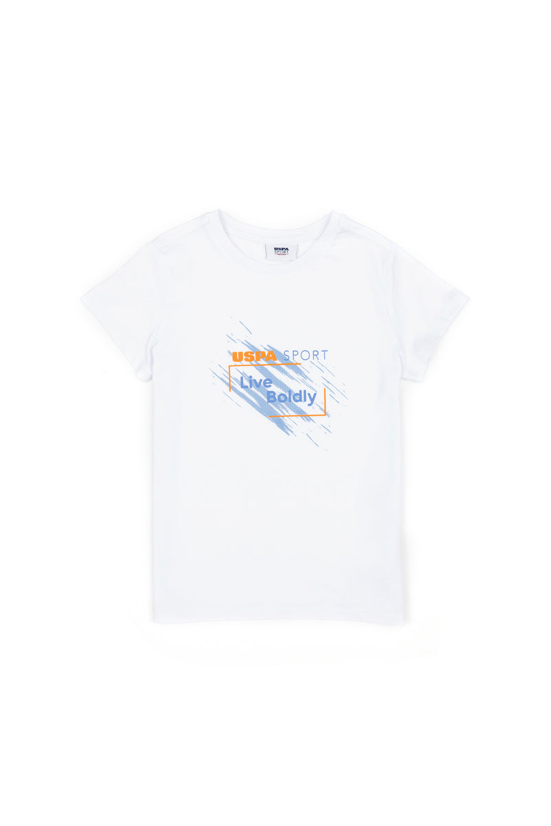 T-shirt USPA Sport me print “Live Boldly” për djem