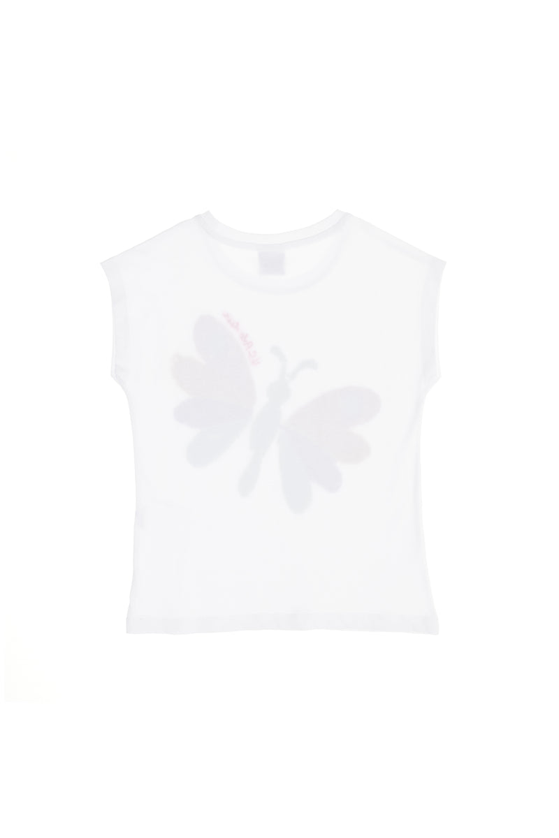 T-shirt pa mëngë dizajn fluture për vajza