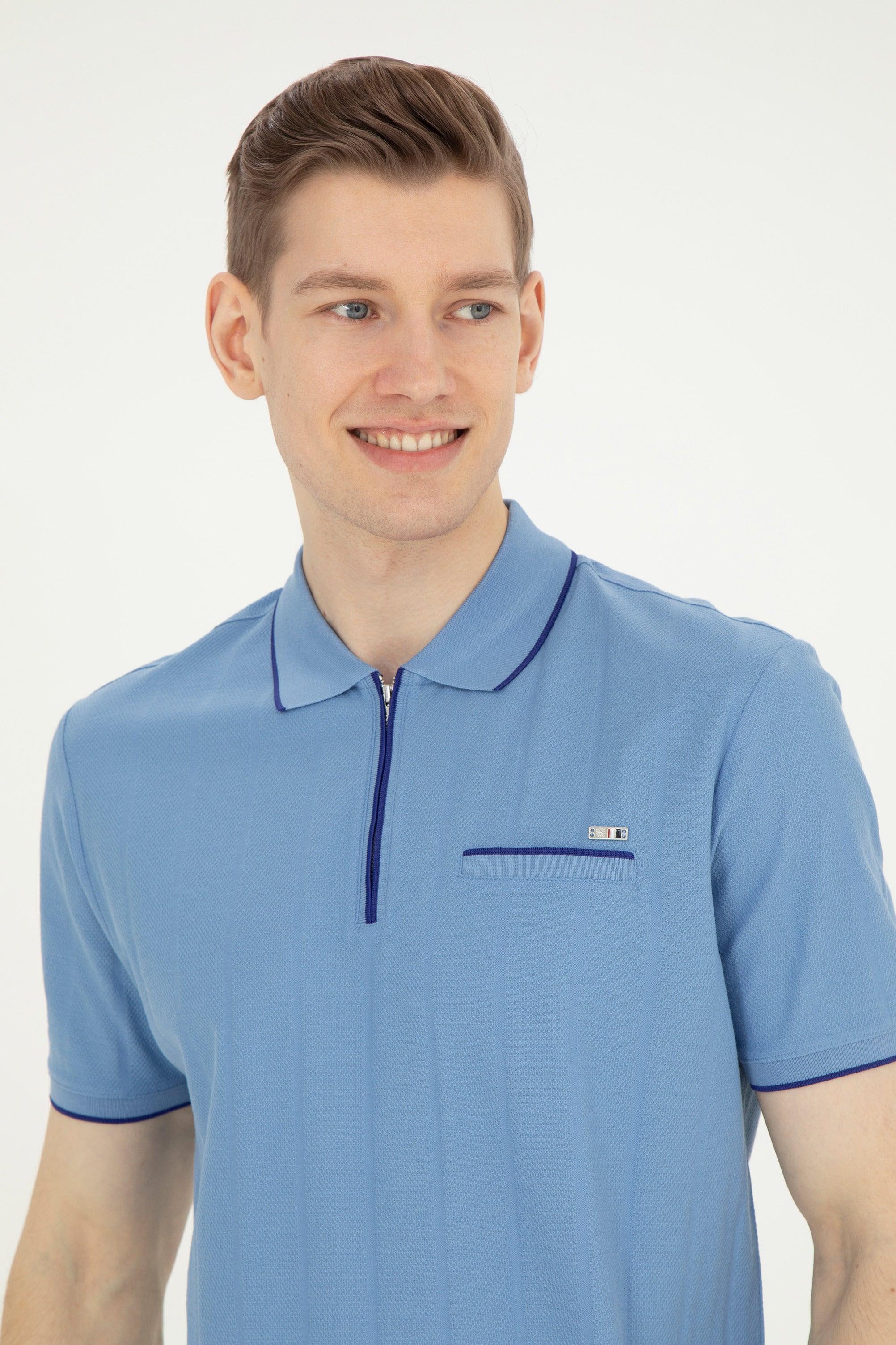 Bluzë polo me jakë me zinxhir dhe xhep