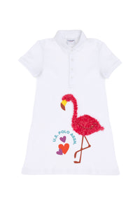 Fustan me jakë dhe dizajn flamingo për vajza