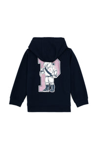 Hoodie me grafikë lojtari dhe kali mbi shkronjën ´P´ për vajza