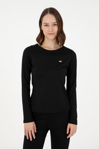 Pulovër me mëngë të gjera dhe logo metalike