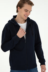 Hoodie me zinxhir dhe logo të qëndisur