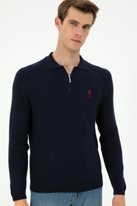 Pulovër klasike me jakë polo dhe zinxhir