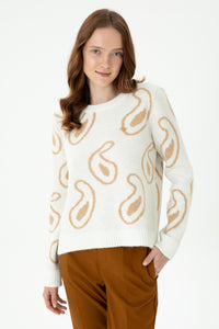 Sweater with curved motifs