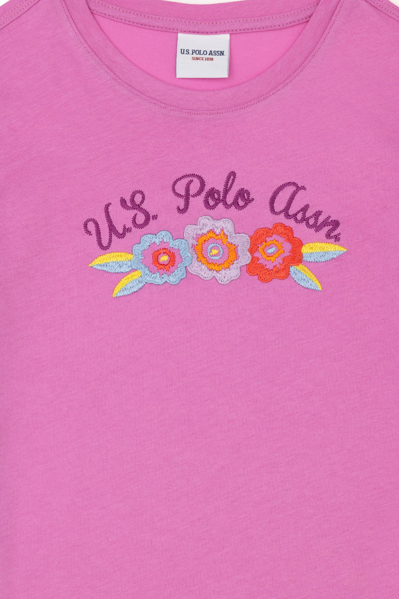 T-shirt USPA me lule të qëndisura për vajza