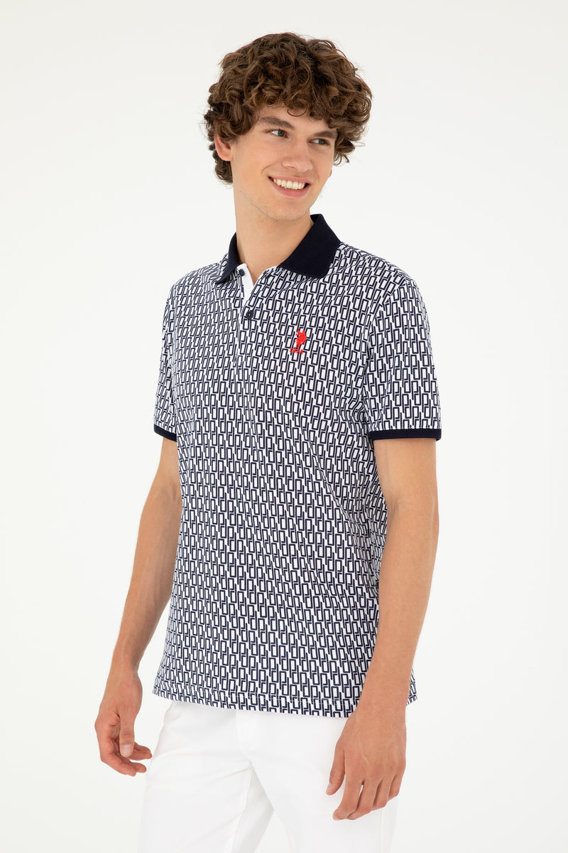 Bluzë polo me motive të përsëritura blu