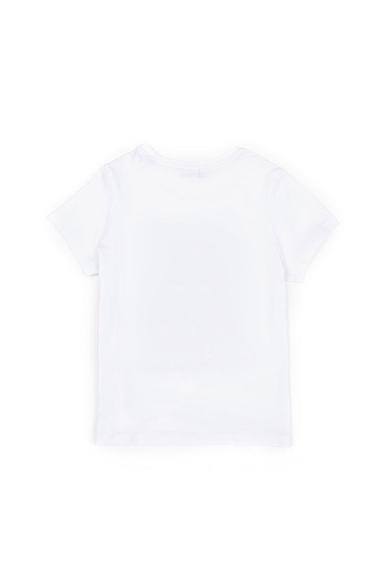 T-shirt USPA me grafik me lule dhe shkëlqim për vajza
