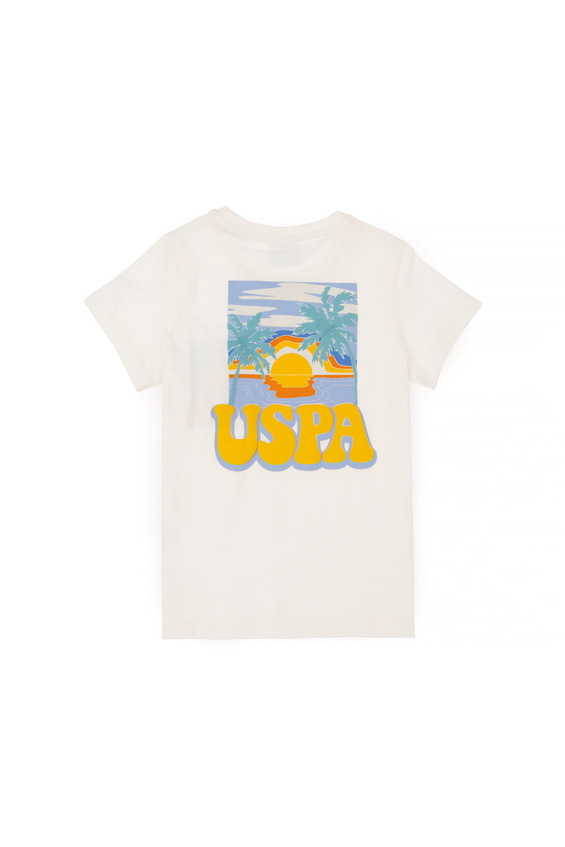 T-shirt USPA me print tropikal për djem