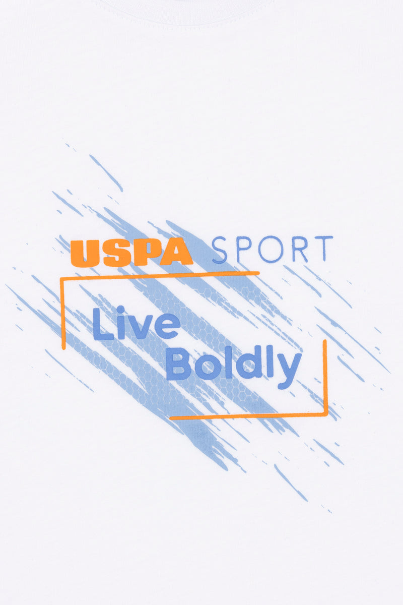 T-shirt USPA Sport me print “Live Boldly” për djem