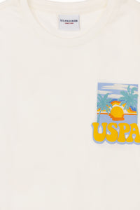 T-shirt USPA me print tropikal për djem