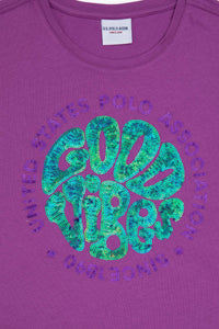 T-shirt USPA me grafik me shkëlqim për vajza