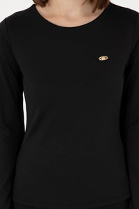 Pulovër me mëngë të gjera dhe logo metalike