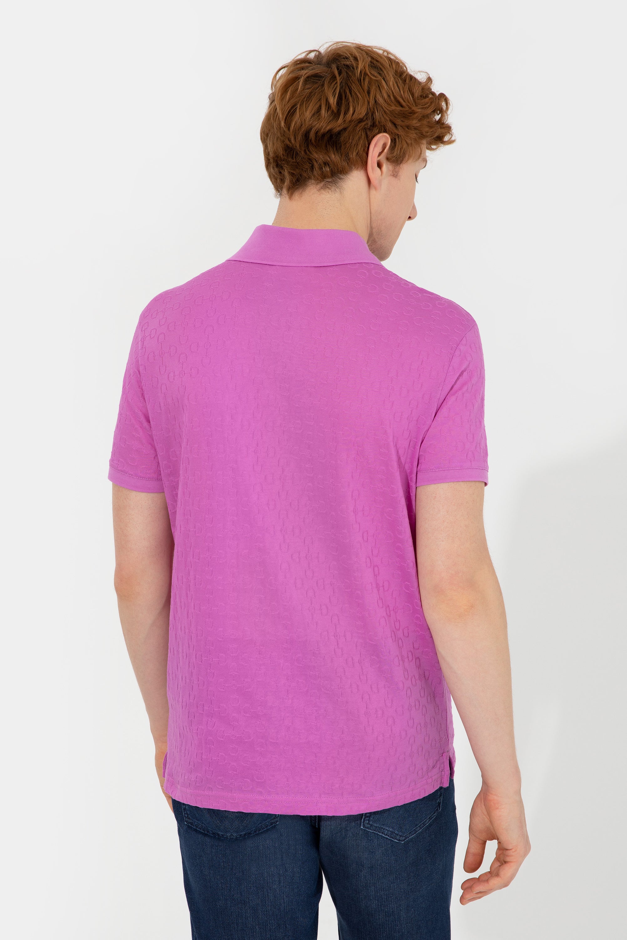 Bluzë polo jacquard me jakë klasike