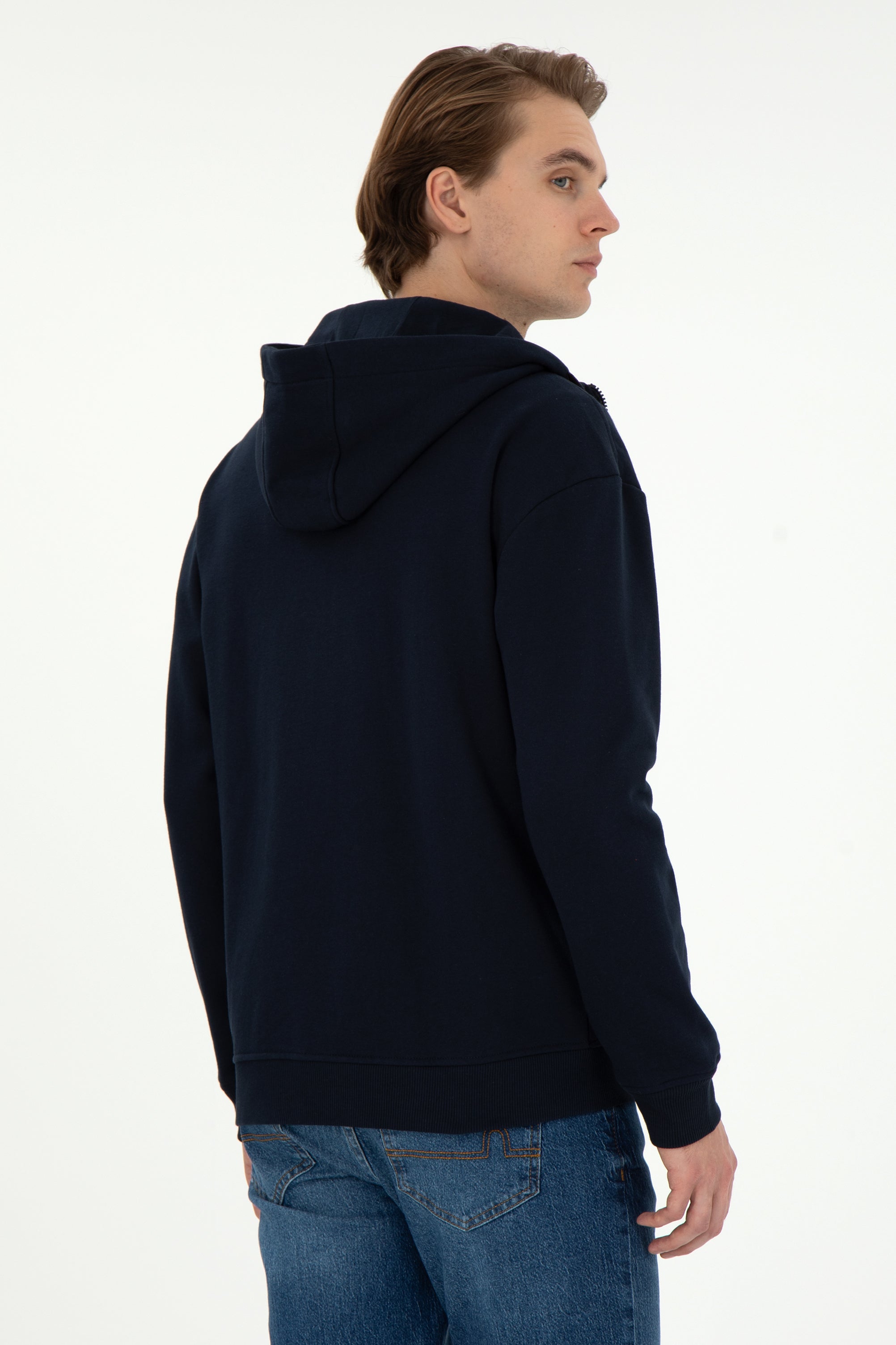 Hoodie me zinxhir dhe logo të qëndisur