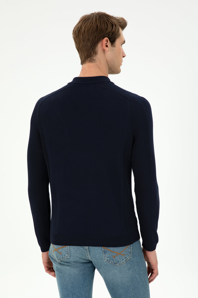 Pulovër klasike me jakë polo dhe zinxhir