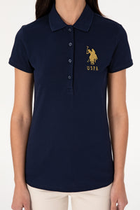 Bluzë polo me logo të qëndisur ari