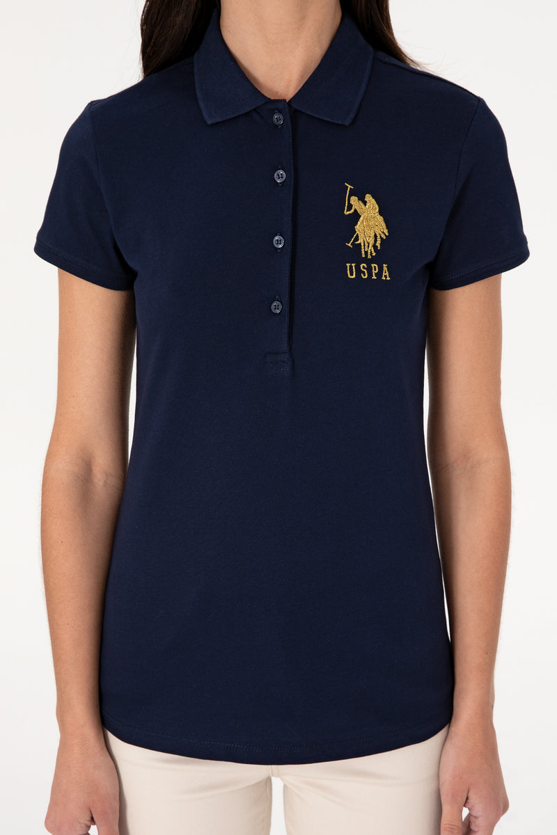 Bluzë polo me logo të qëndisur ari