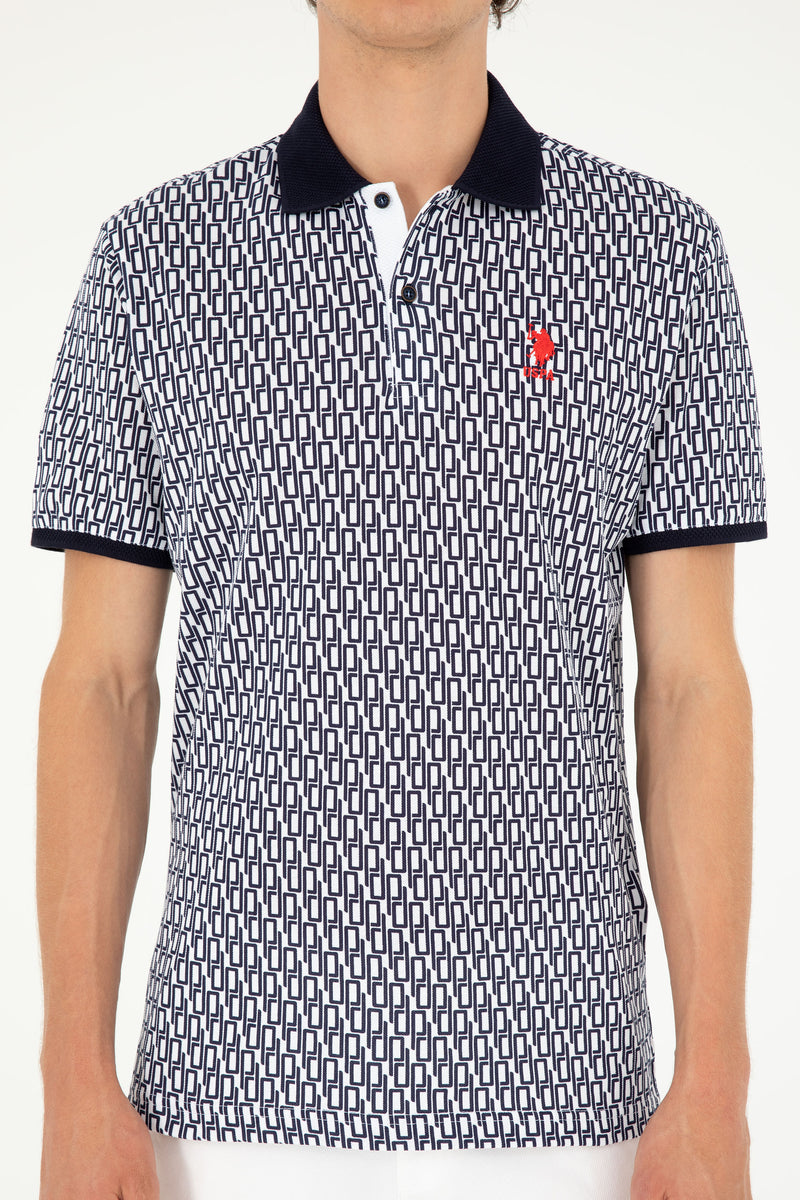 Bluzë polo me motive të përsëritura blu