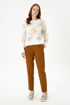 Sweater with curved motifs