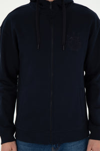 Hoodie me zinxhir dhe logo të qëndisur