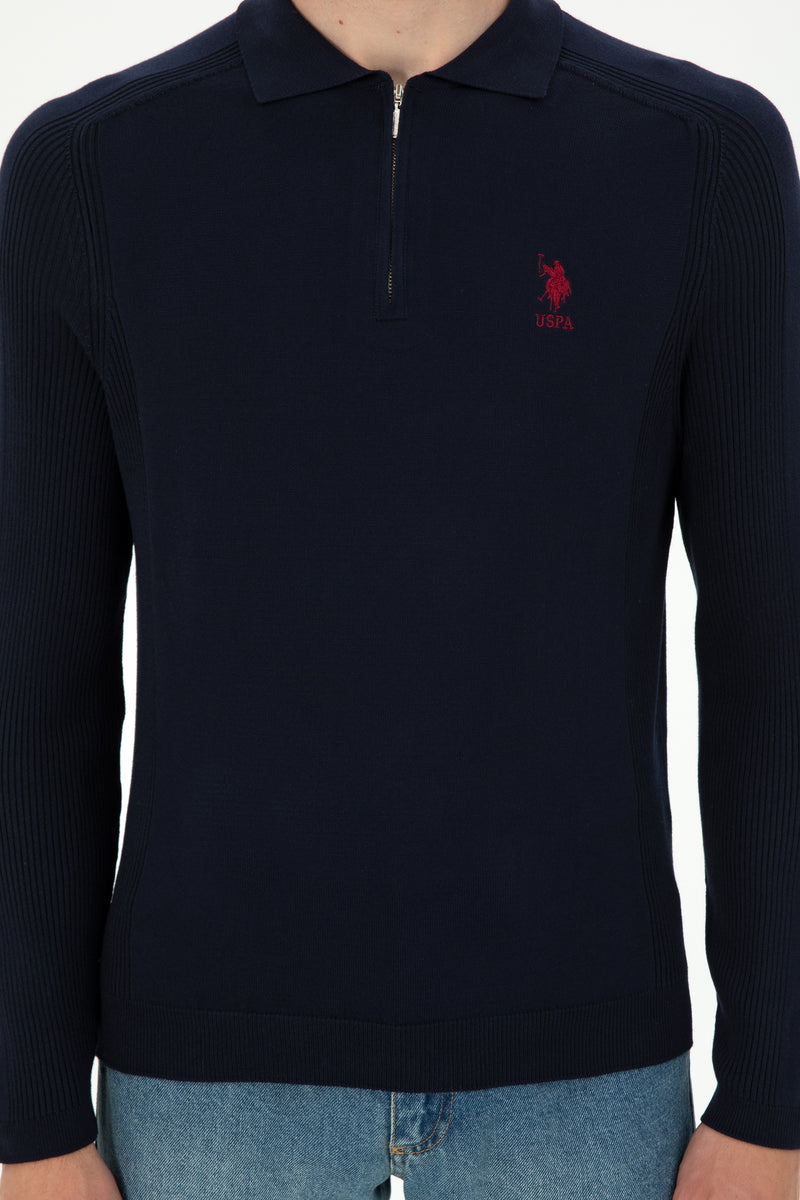 Pulovër klasike me jakë polo dhe zinxhir