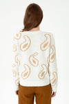Sweater with curved motifs