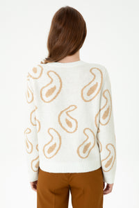 Sweater with curved motifs