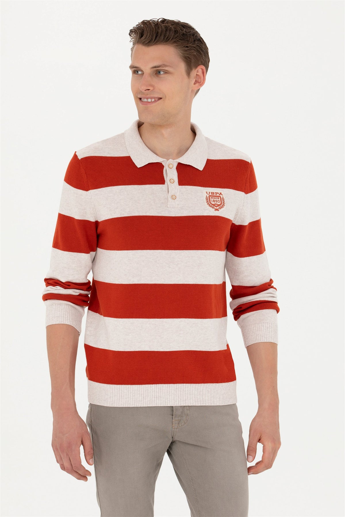 Pulovër polo me vija të gjera