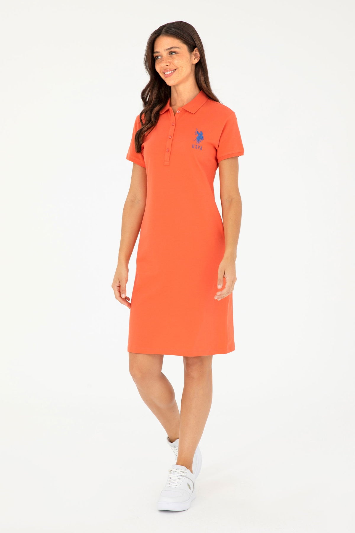 Classic polo dress with number 3 print
